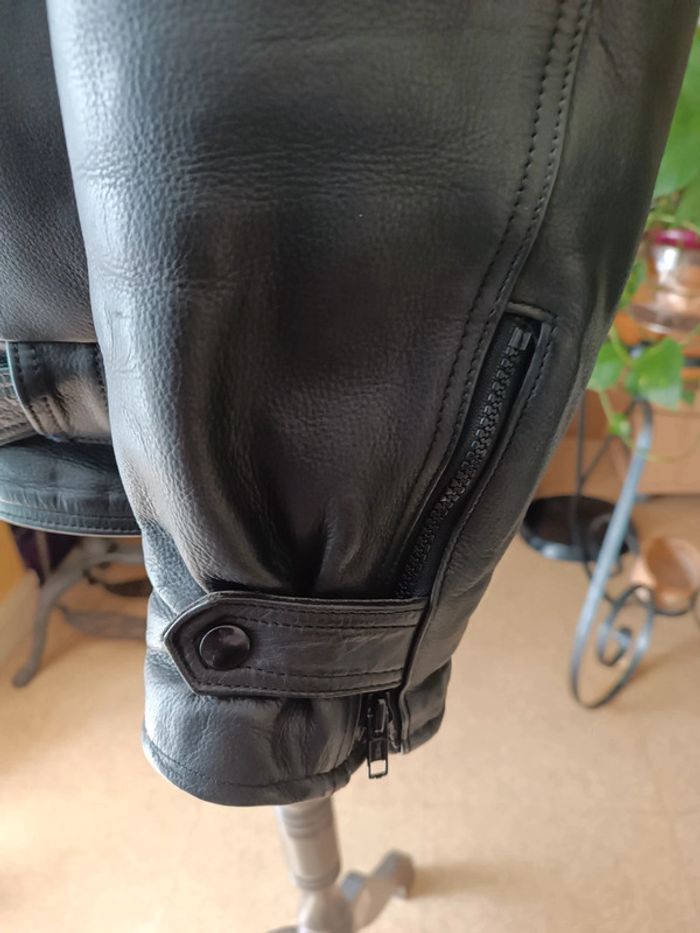 Blouson moto noir en cuir - photo numéro 7