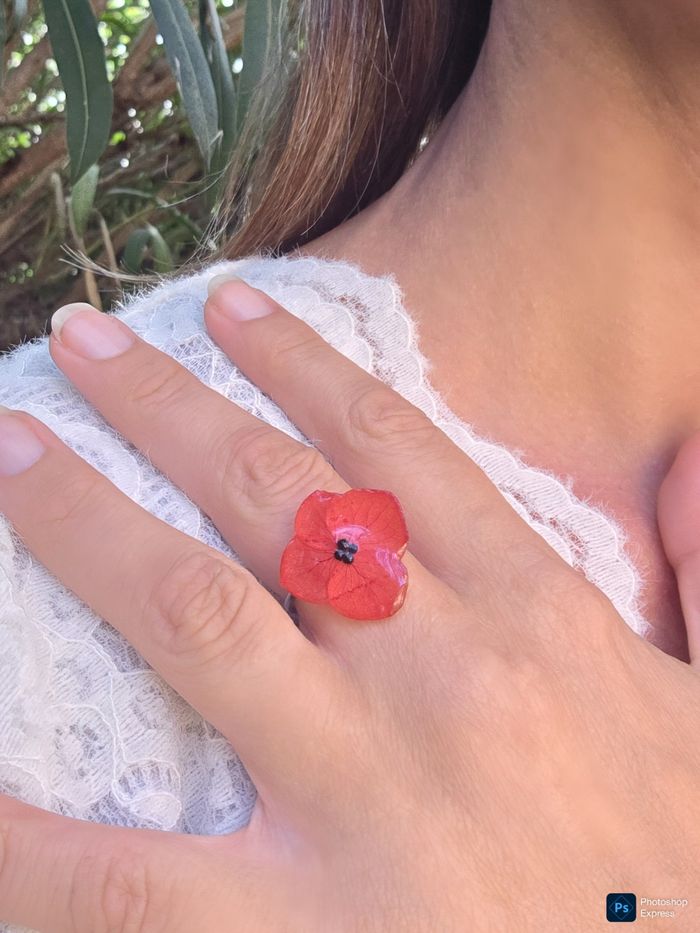 Bague hortensia terracotta - photo numéro 2