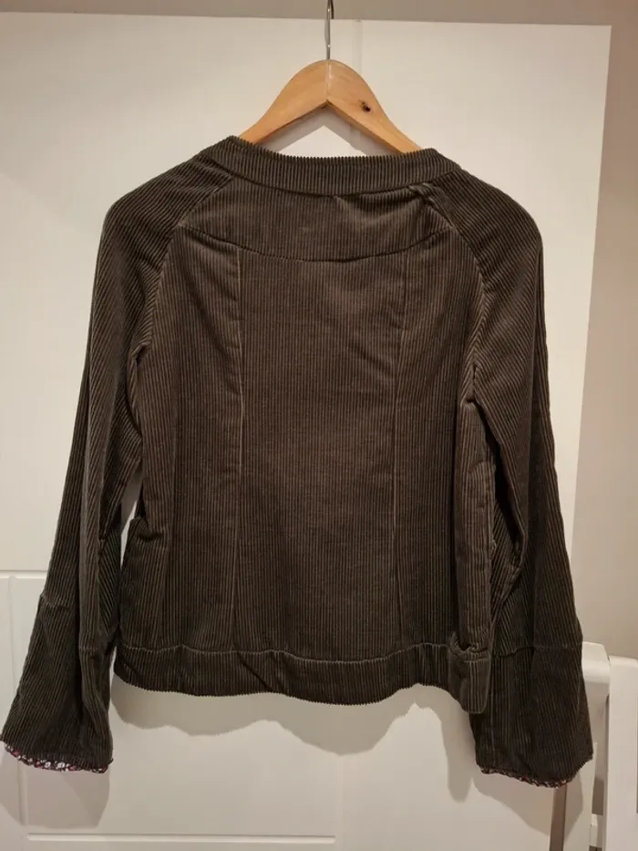 Veste de créateur gris foncé/ tissu fleuri - 36 - photo numéro 7