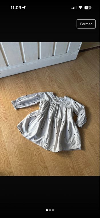 Robe beige à pois Zara fille taille 12/18 mois
