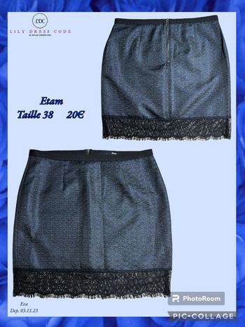 💙 Jupe Etam bleu nuit & dentelle noire SOLDÉ -50% 💙