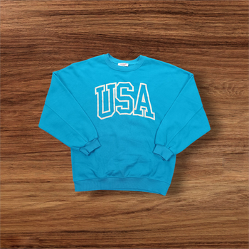 Sweat Bleu USA Jennyfer logo brodé  - Taille XXS -  Très bon état