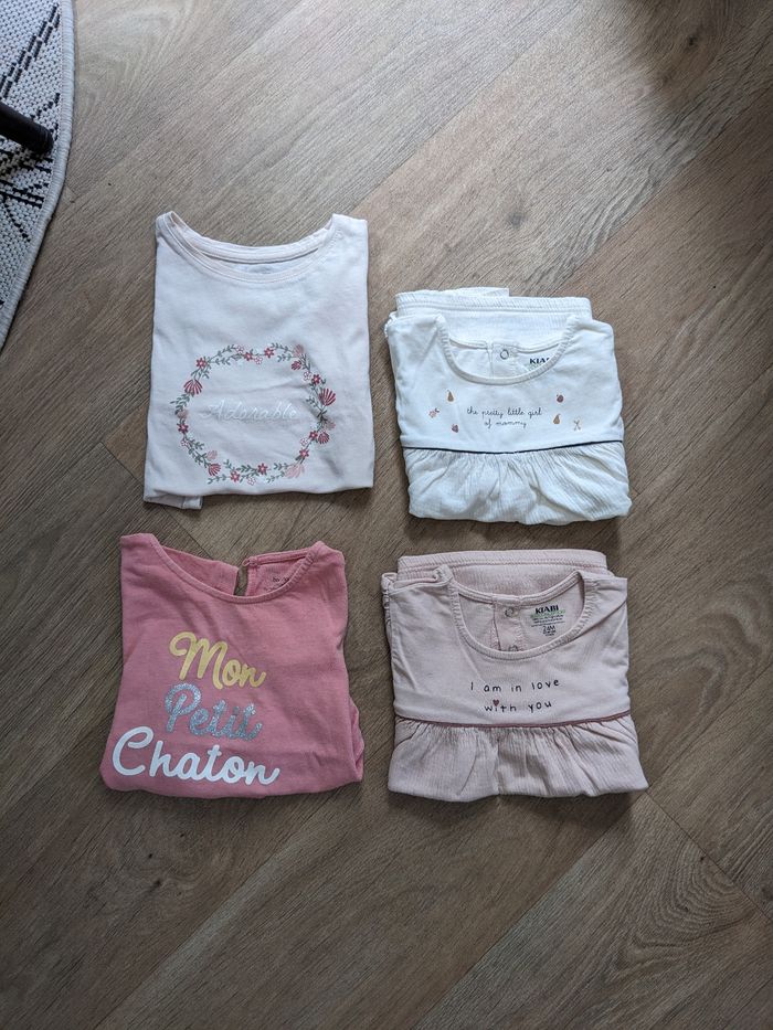 Lot de 4 hauts fille coton bio 24 mois - photo numéro 2