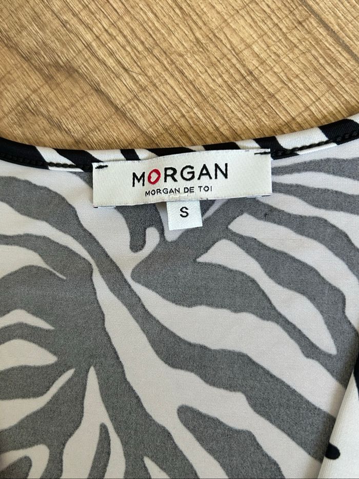 Blouse noire et blanche à manches courtes Morgan taille S TBE - photo numéro 10