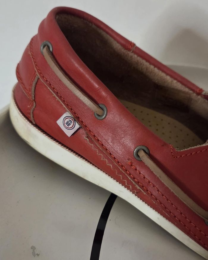 SERGE BLANCO Chaussures Bateau 42 Cuir Rouge – Modèle Iconique – Très Bon État - photo numéro 2