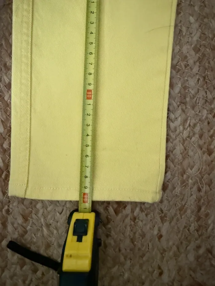 Pantalon Jaune Citron Évasé Taille Haute - Très Bon État - photo numéro 2
