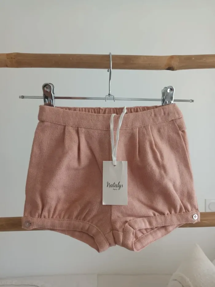 Short en laine rose Natalys 18 mois 80 cm neuf avec étiquette 🏷