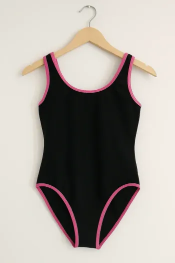 Maillot de bain 1 pièce fille - Taille 14 ans - Noir et rose