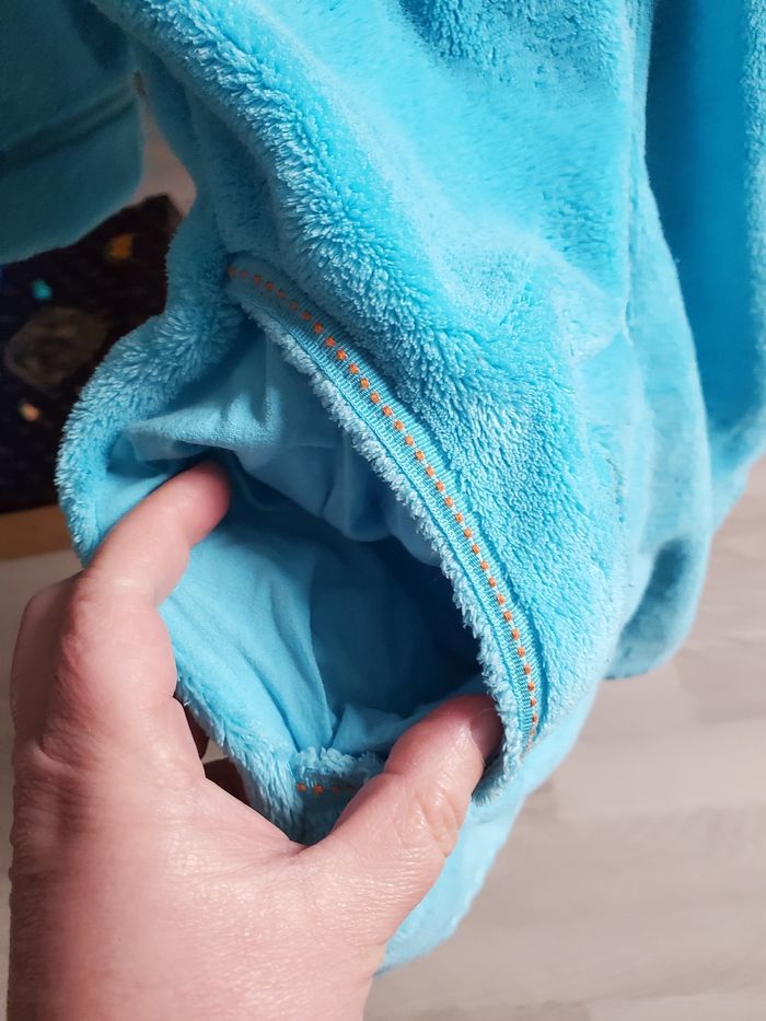 robe de chambre en velours turquoise carré blanc grand 8ans (10e) - photo numéro 4