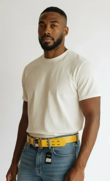 Ceinture Fashion Homme Jaune Taille 85 Neuf 