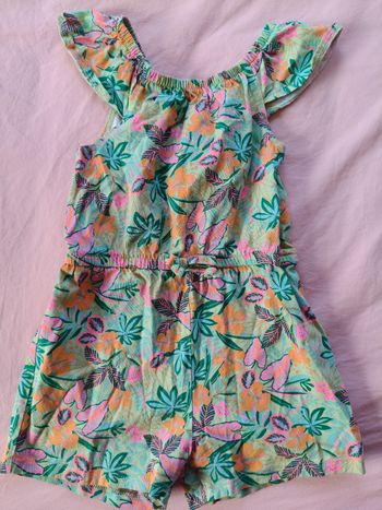 Combi short été fille Primark vert jaune rose 104 cm
