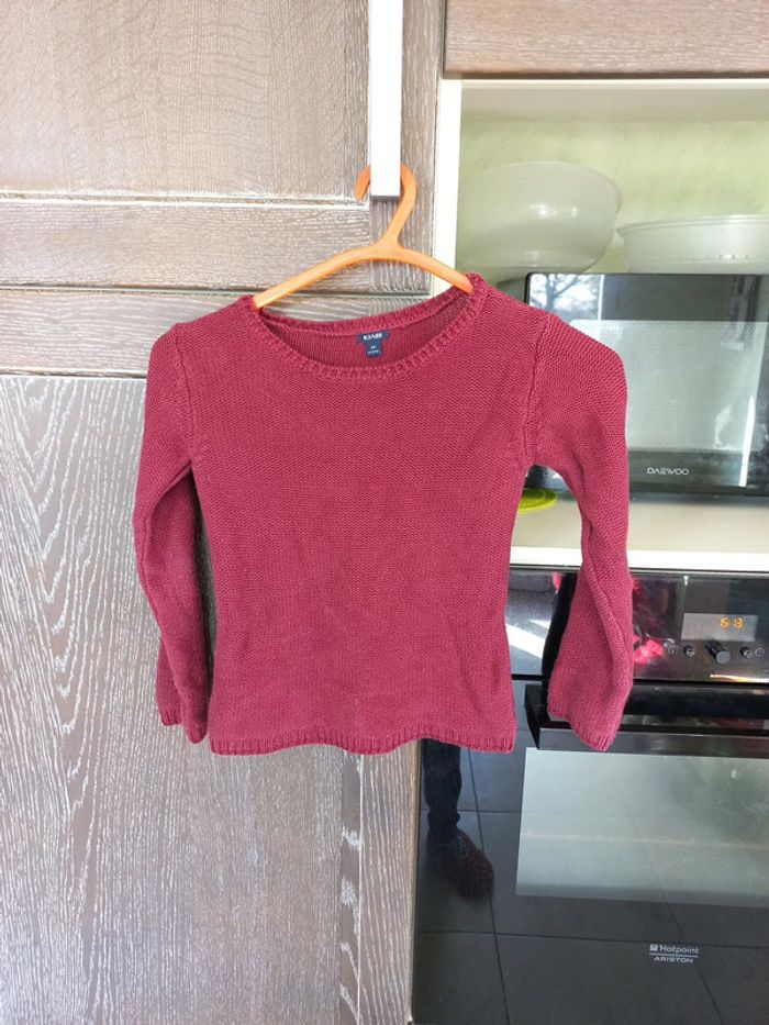 Pull en mailles 6 ans bordeaux - photo numéro 2