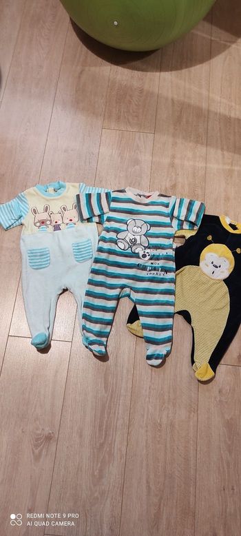 Lot 3 grenouillères Tissaia 6 mois