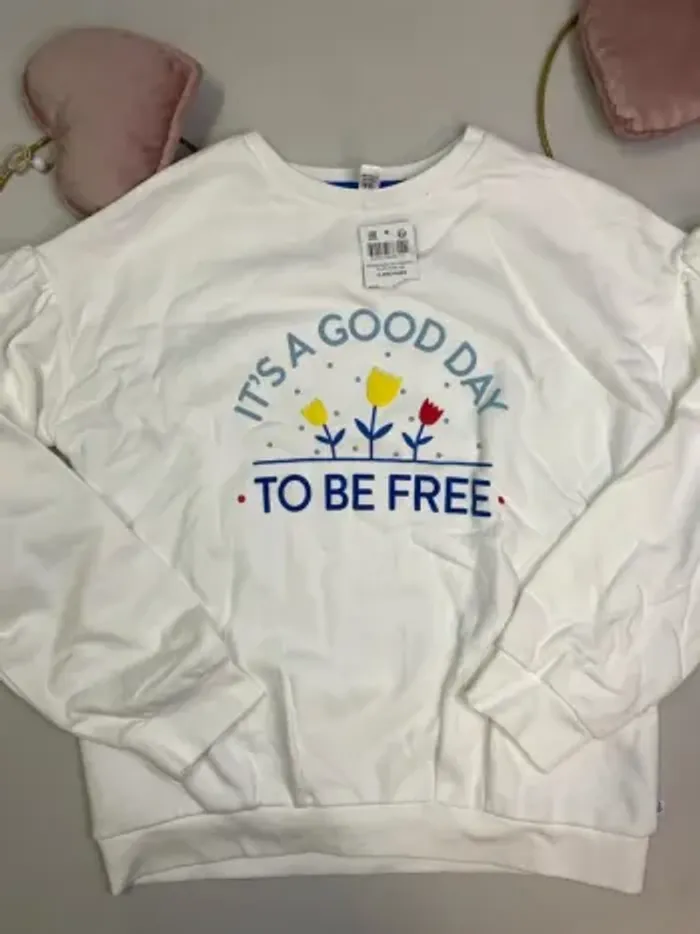 Sweat fille - blanc - neuf - Okaïdi - Taille 12 ans - photo numéro 3