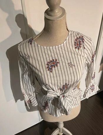 Chemisier Sweet Wanderer rayé à motifs cachemire et noué à la taille - Taille S- Neuf avec étiquette