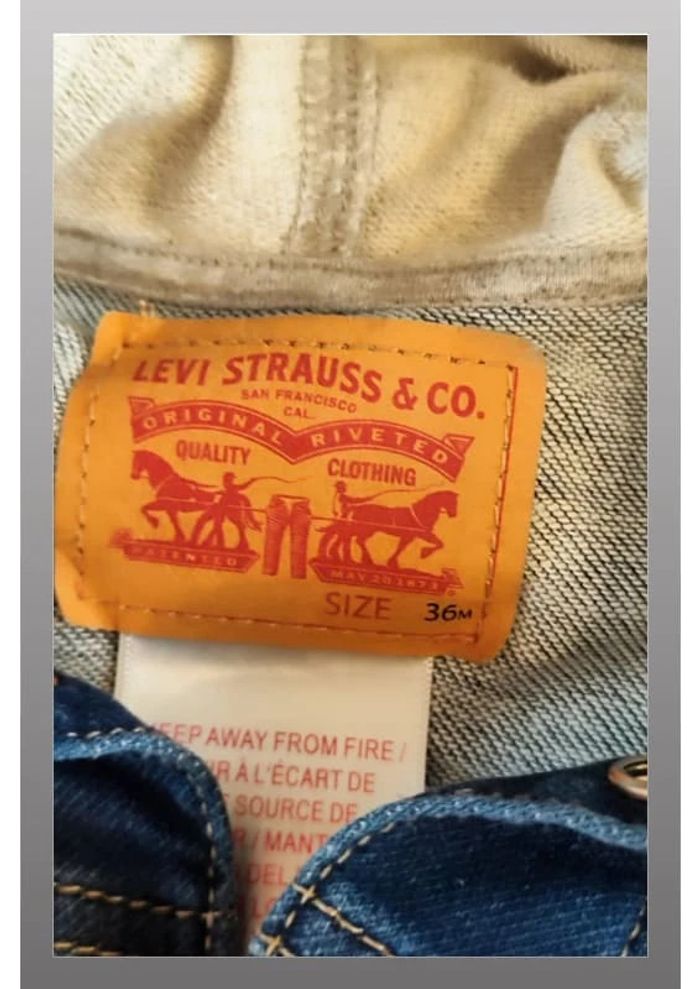Veste en jeans à capuche bleu et gris Levi Strauss Taille 36 mois - photo numéro 5