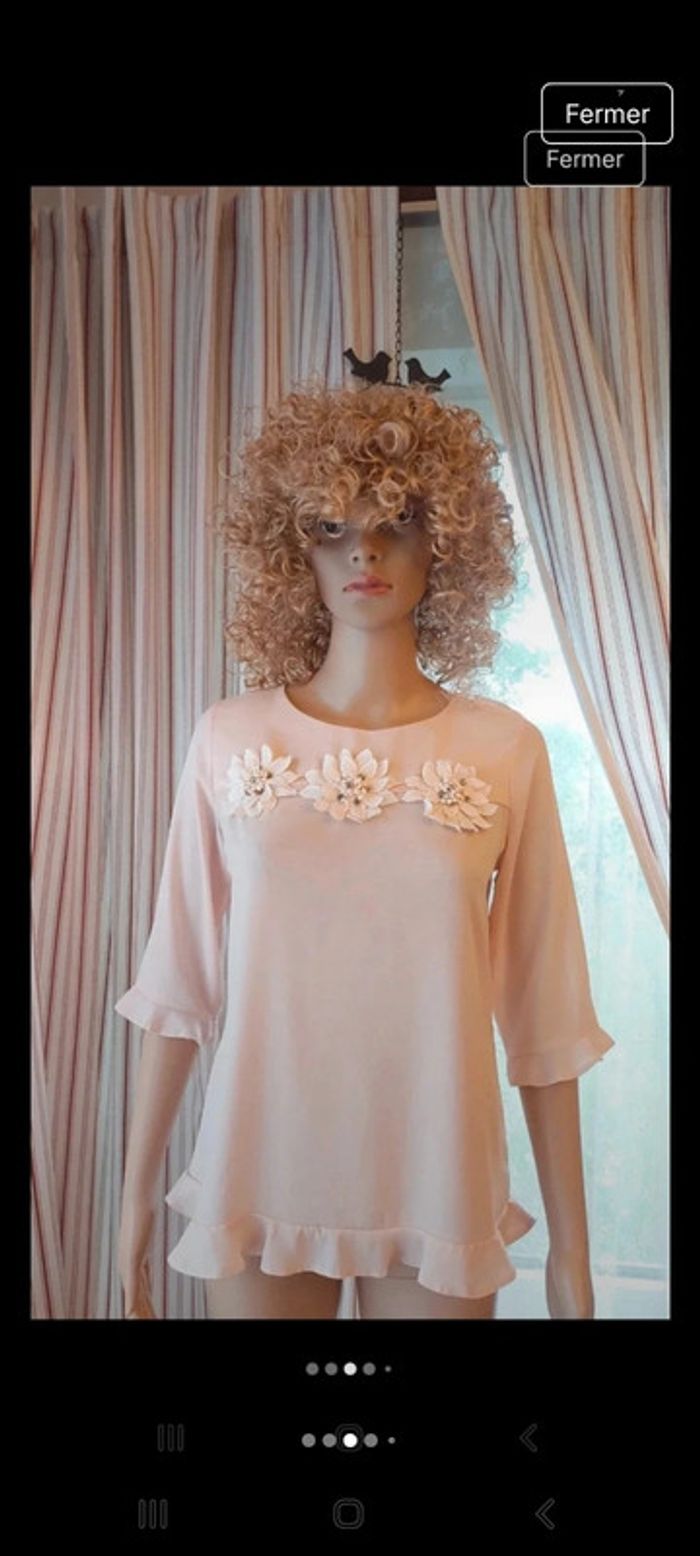 Blouse rose Quinze heure trente Paris taille S - photo numéro 3
