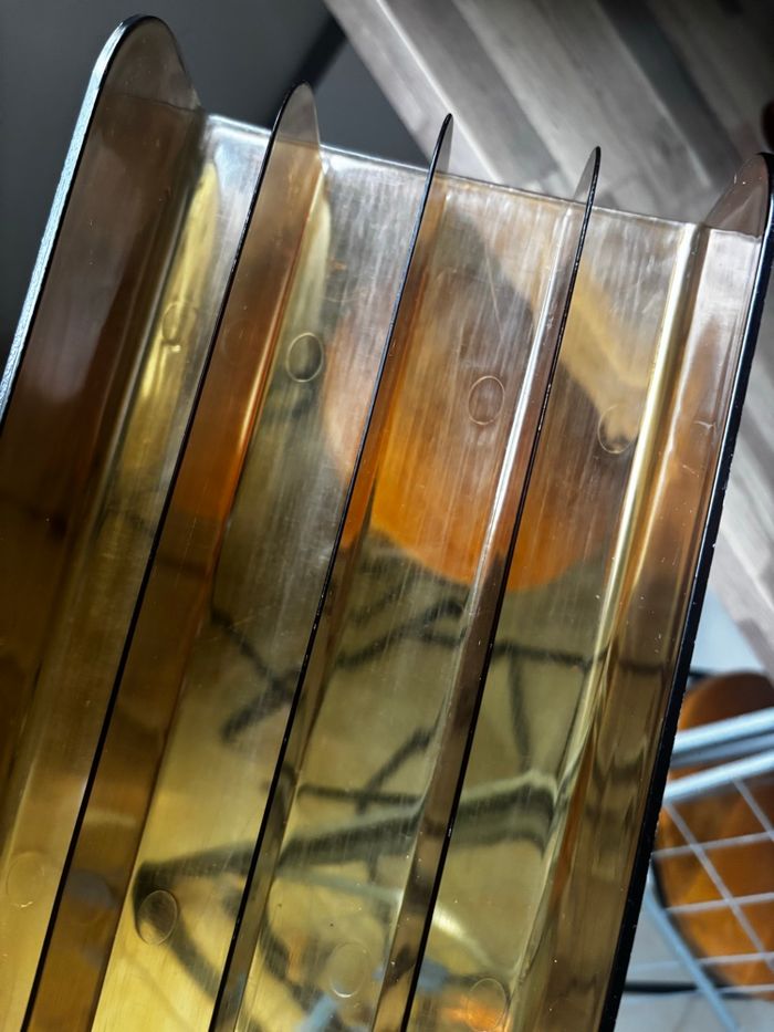 Vintage lot de deux range vinyles marron miel fumé - photo numéro 5