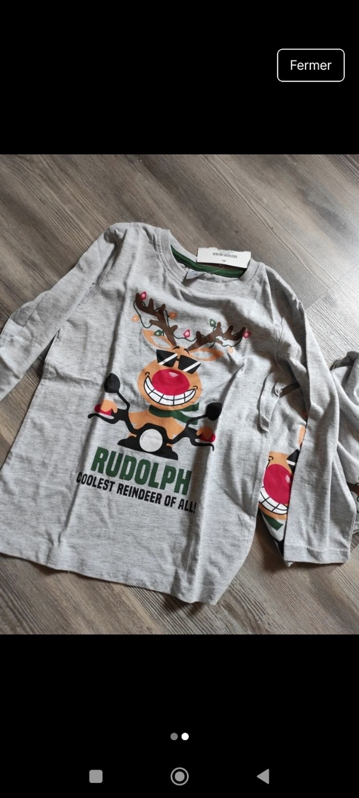 Lot 2 t-shirts manches longues Thème de Noël - photo numéro 2