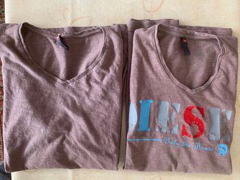 Lot de 2 tshirts brun taupe marron homme taille large diesel col v