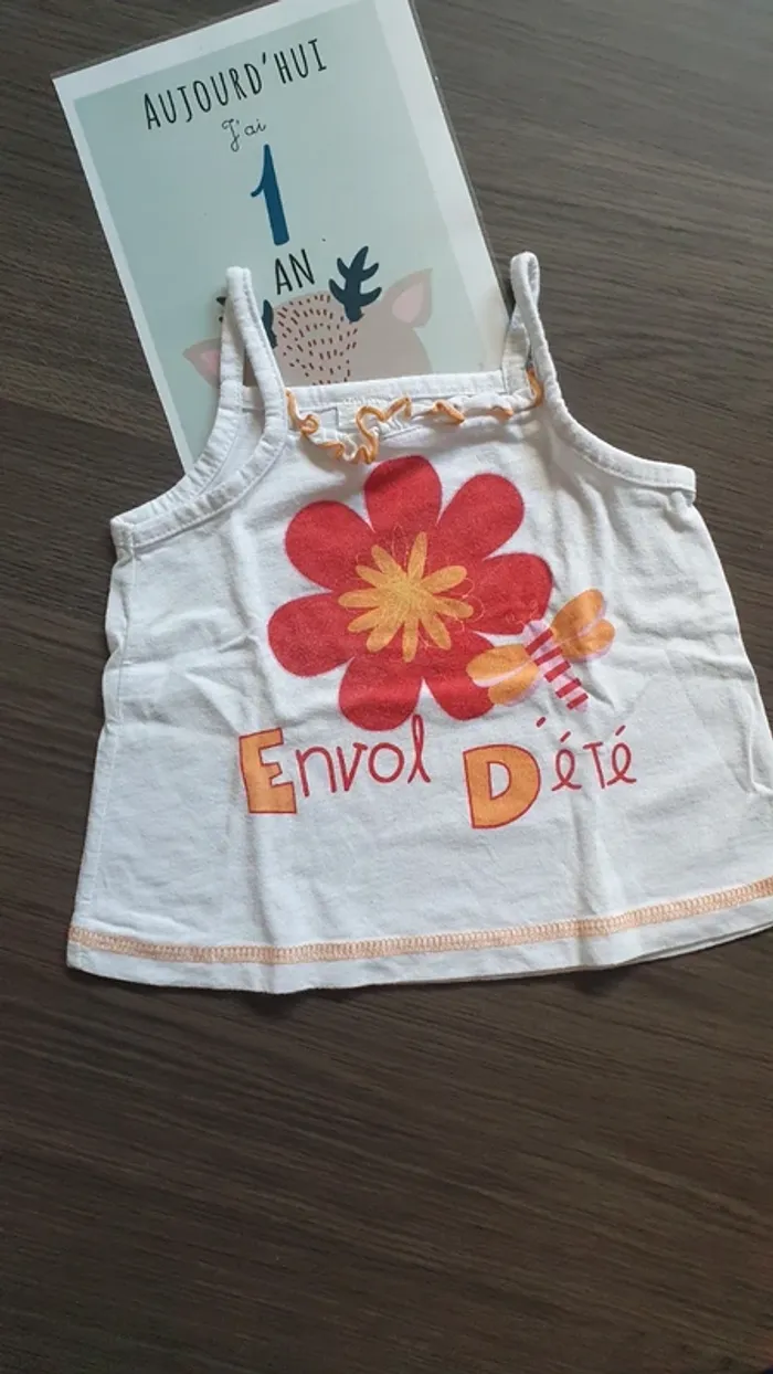 Lot 12 mois manche courte fille bodie Tee-shirt - photo numéro 11