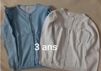 Lot de 2 gilets en coton fille - 3 ans