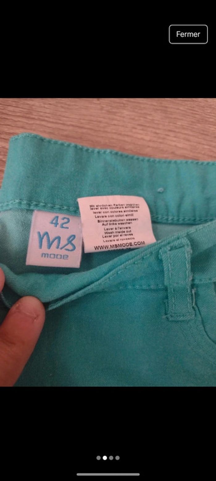 Pantacourt femme taille 42 xl ms mode turquoise - photo numéro 2