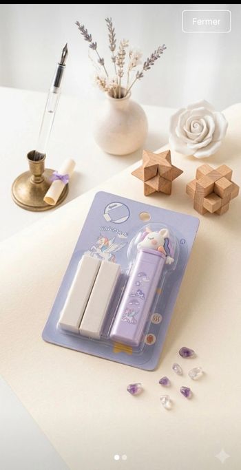 Set gomme licorne kawaii rechargeable pastel idée cadeau enfant neuf