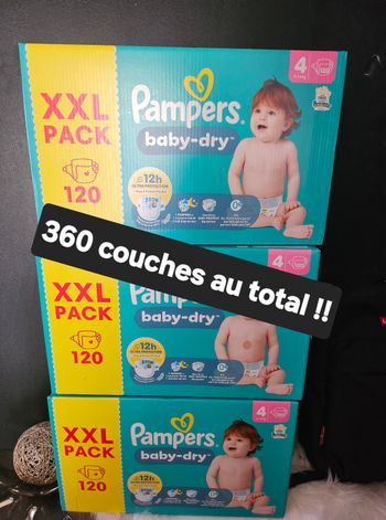 Lot de 3 packs XXL de couches pampers premium protection taille 4