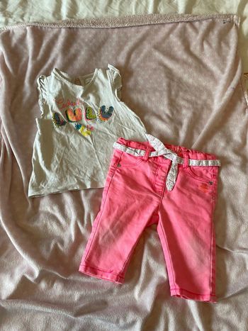 Ensemble lulu castagnette 18mois tee shirt et Jean pantacourt