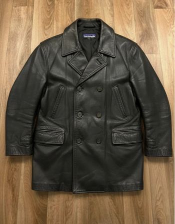 🧥Manteau en cuir véritable marron foncé doublé shearling – vintage & premium