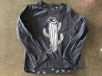 T shirt 3-4 ans Okaidi manches longues Cactus réversible