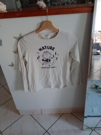 T-shirt manches longues fille 12 ans blanc a message c76