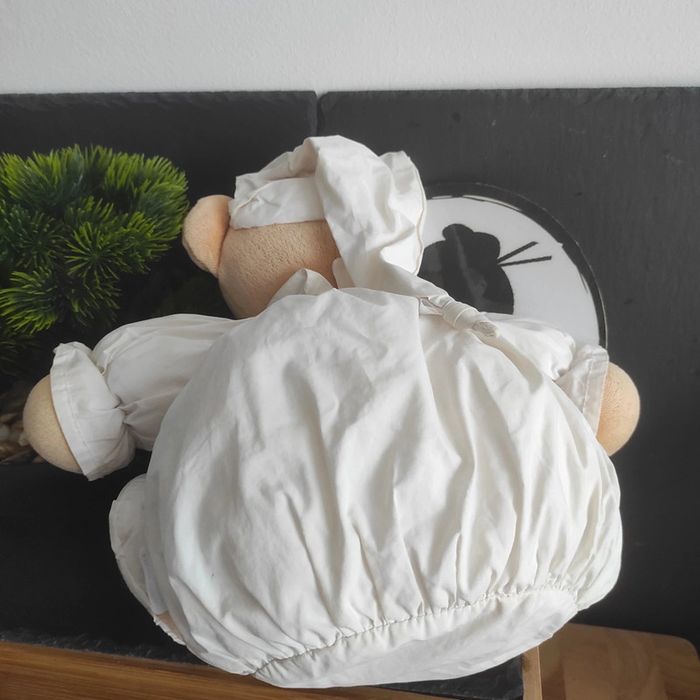doudou peluche ours kaloo boule bonnet nuit blanc marron  dragée tete Vintage - photo numéro 4
