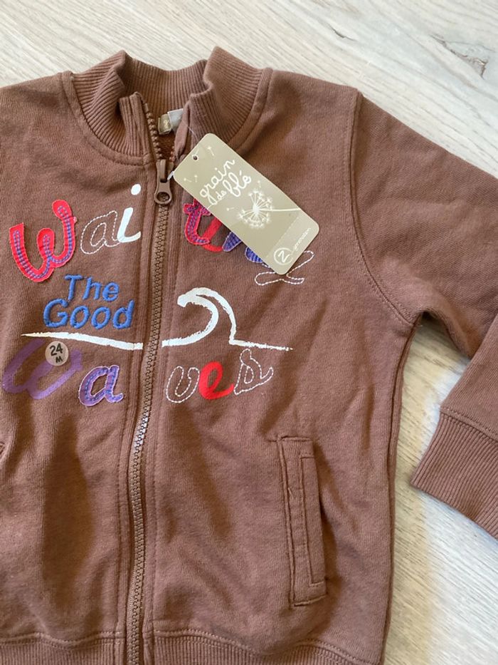 Gilet Sweat zippé grain de blé taille 24 mois 2 ans Neuf - photo numéro 4