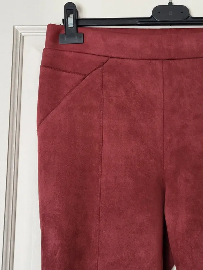 Pantalon en velours suédine bordeaux Renato Bene - élégance rétro - photo numéro 3