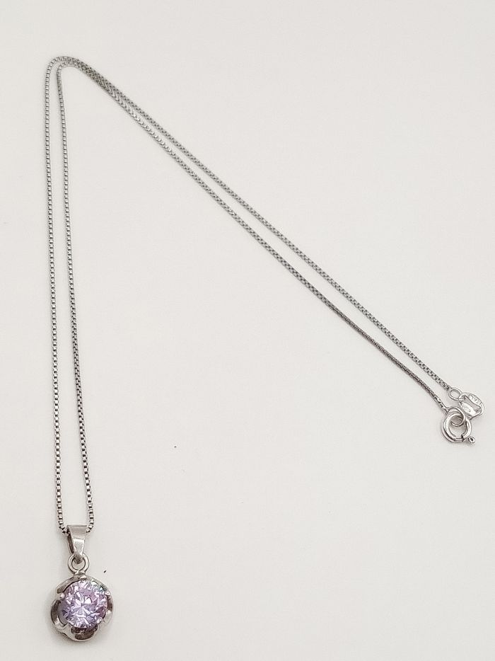 Collana argento 925 ametista o zircone lilla - photo numéro 2