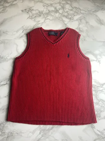 Pull Ralph Lauren enfant rouge sans manches – Taille 5 ans garçon