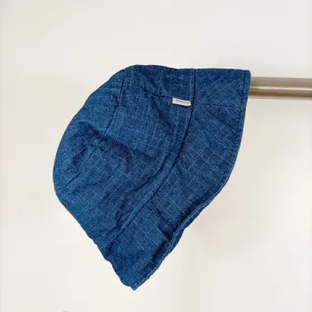 Bob enfant bleu denim chiné Maman Coud doublé coton, chapeau été bébé mixte T001