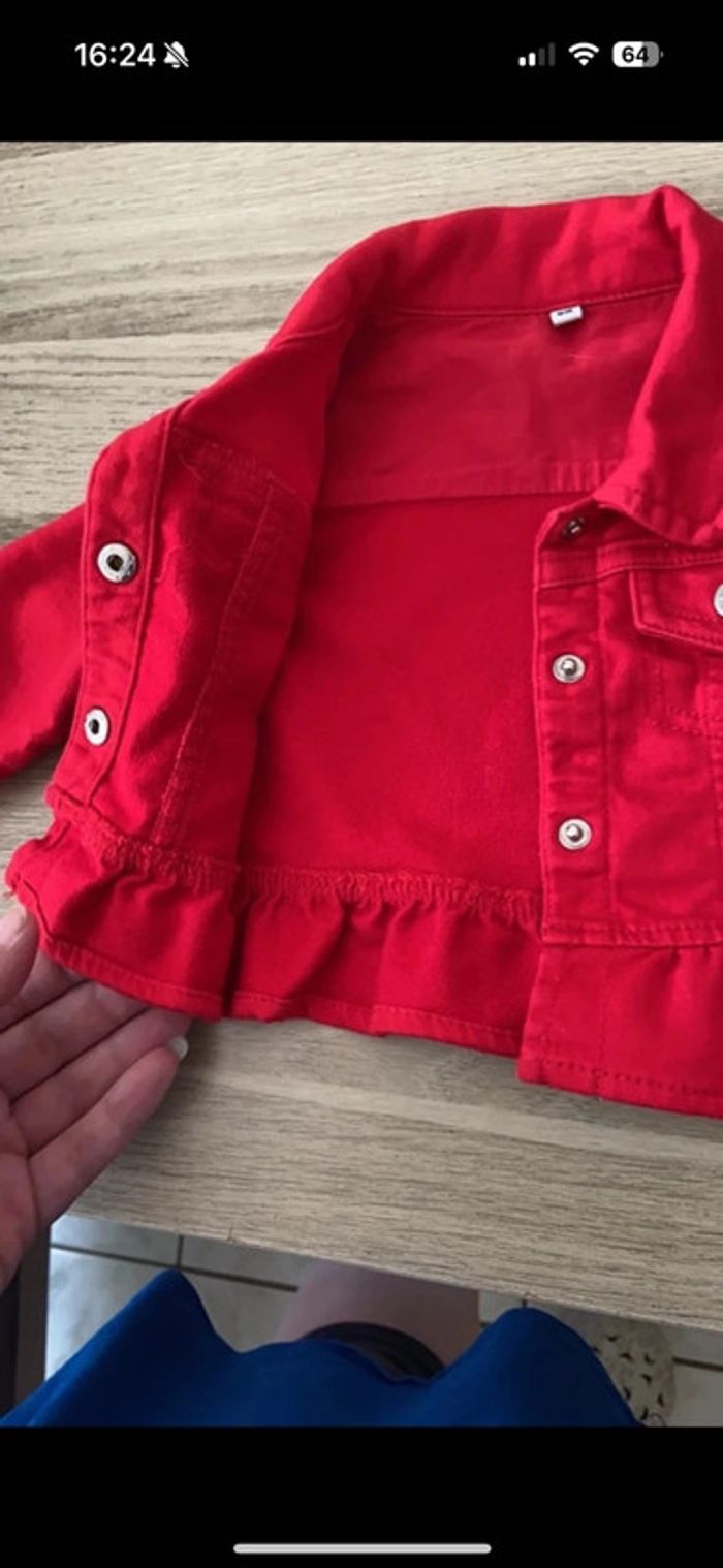 Veste jean rouge - photo numéro 2