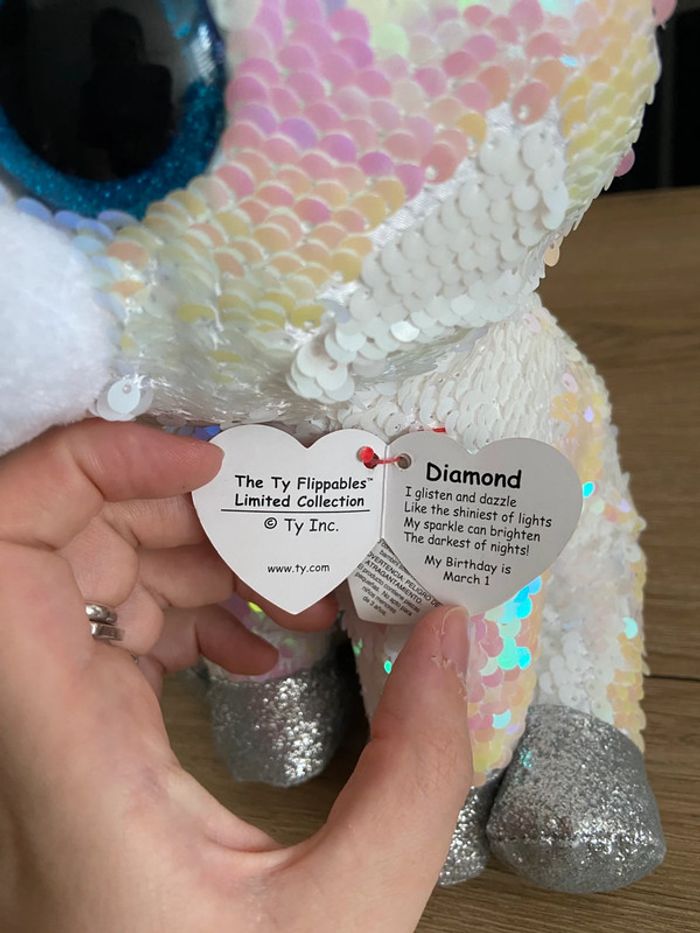 Grande peluche Ty flippables, licorne blanche à sequins - photo numéro 5