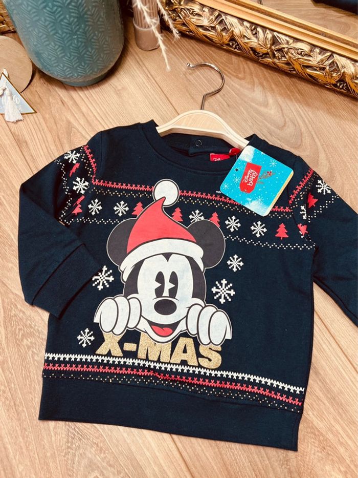 Taille 12 mois pull de noël NEUF garçon Disney bleu marine * Mickey * 💙 - photo numéro 4