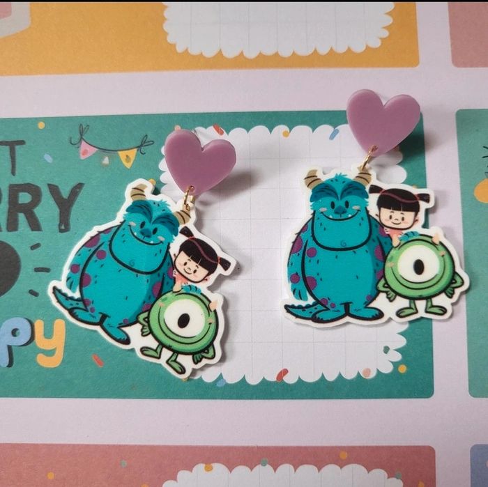Boucles d'oreilles monstres et compagnie Sully et Bob
