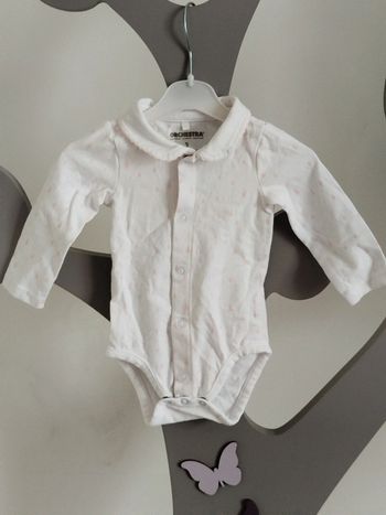 Body manches longues blanc à motif gouttes rose et blanche Orchestra taille 3 mois