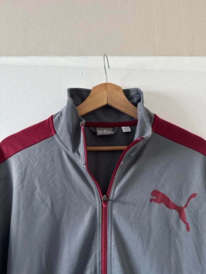 Veste Puma grise et rouge à zip – Taille M – Très bon état - photo numéro 4
