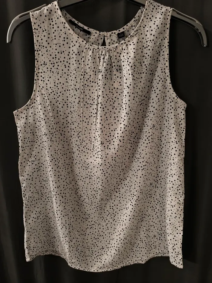 23862 blouse blanche pois noir femme S kiabi