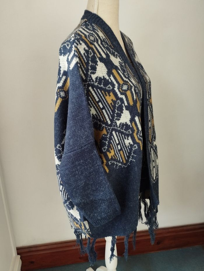 Poncho jacquard bleu - Mim - T.M - Neuf - photo numéro 4