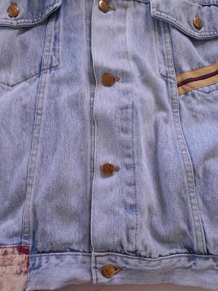 Veste en jean oversize vintage avec ruban sur poche Weipper - photo numéro 7