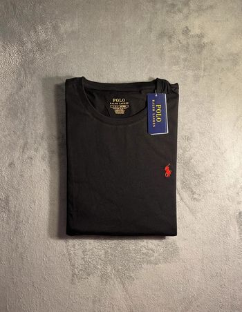 T-shirt Ralph Lauren Crewneck Embroidered Black Red Poney – Taille L