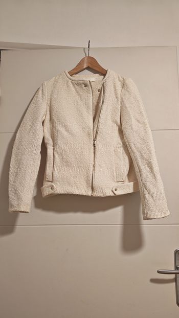 Veste zippée tweed écrue H&M taille 38